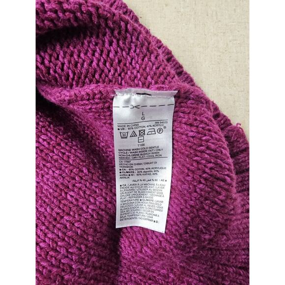Old Navy Womens Sweater Large Chunky Cable Knit Burgundy Pink Cotton Blend - Picture 7 of 8
